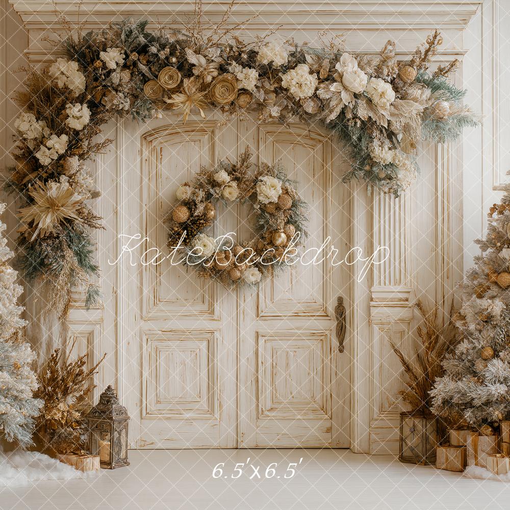 Kate Christmas Floral Arch Snowy Trees Backdrop Designed by Ashley Paul - Image 2