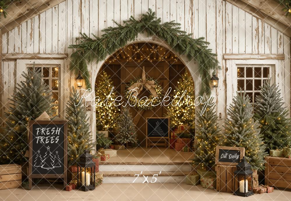 Kate Christmas Fresh Trees Rustic Archway Backdrop Designed by Emetselch