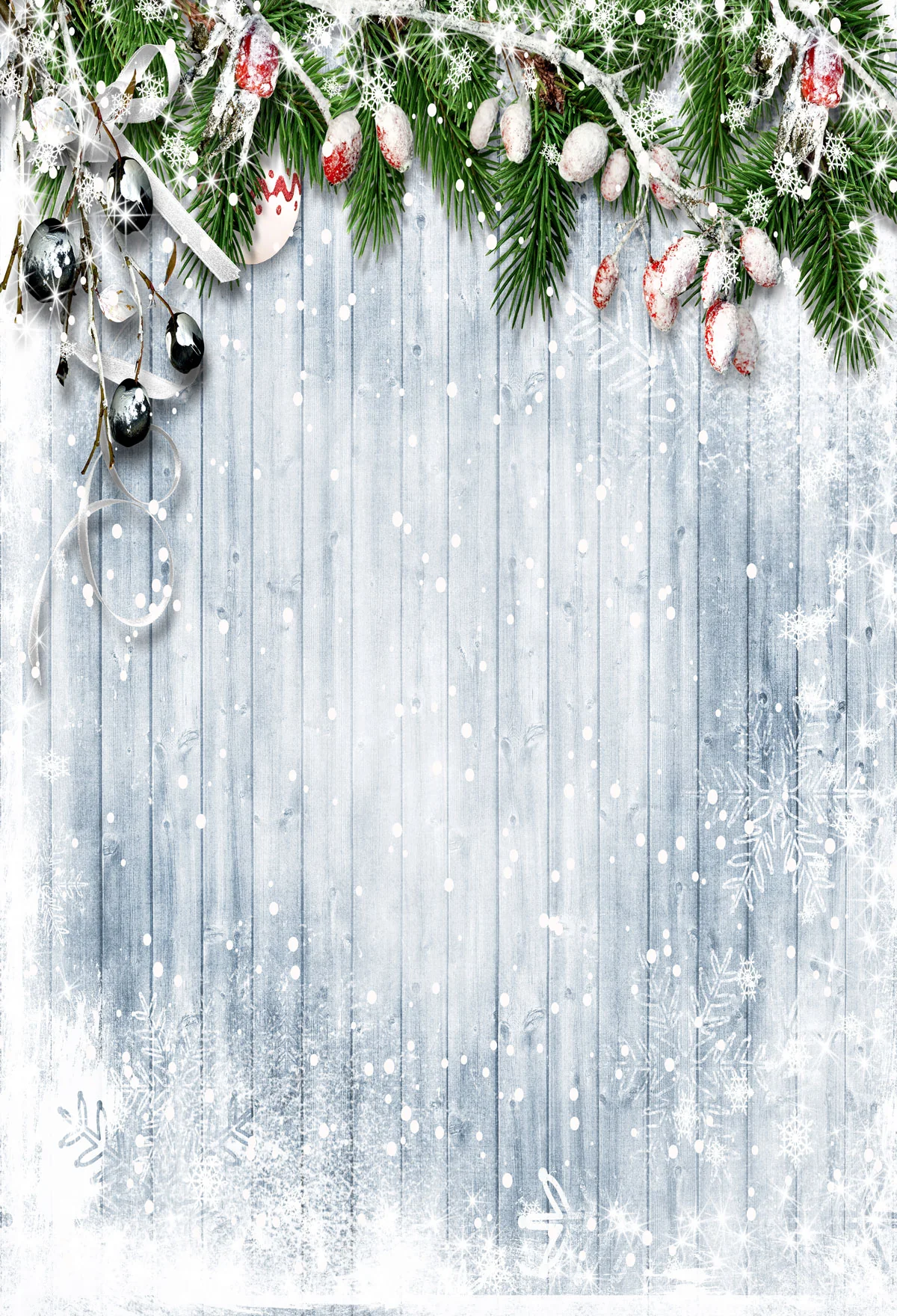Kate Christmas Frozen Wooden Floor Backdrops for Photography