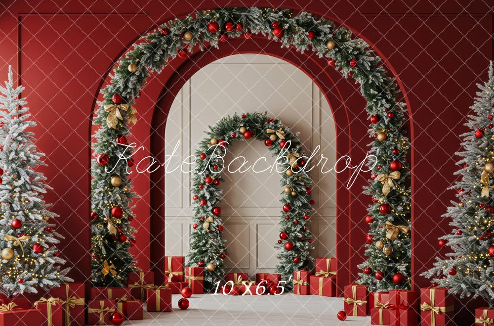 Kate Christmas Garland Arches Red Gift Boxes Backdrop Designed by Patty Robert - Image 4