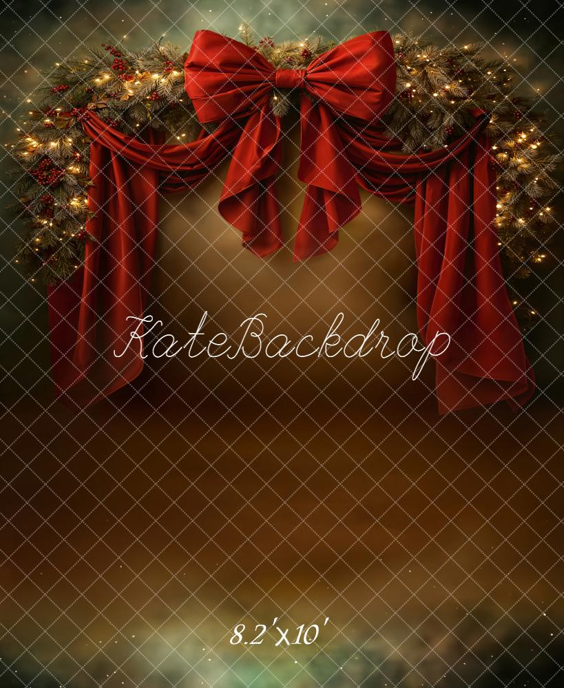 Kate Christmas Garland Red Bow Drapes Backdrop Designed by Chain Photography - Image 4