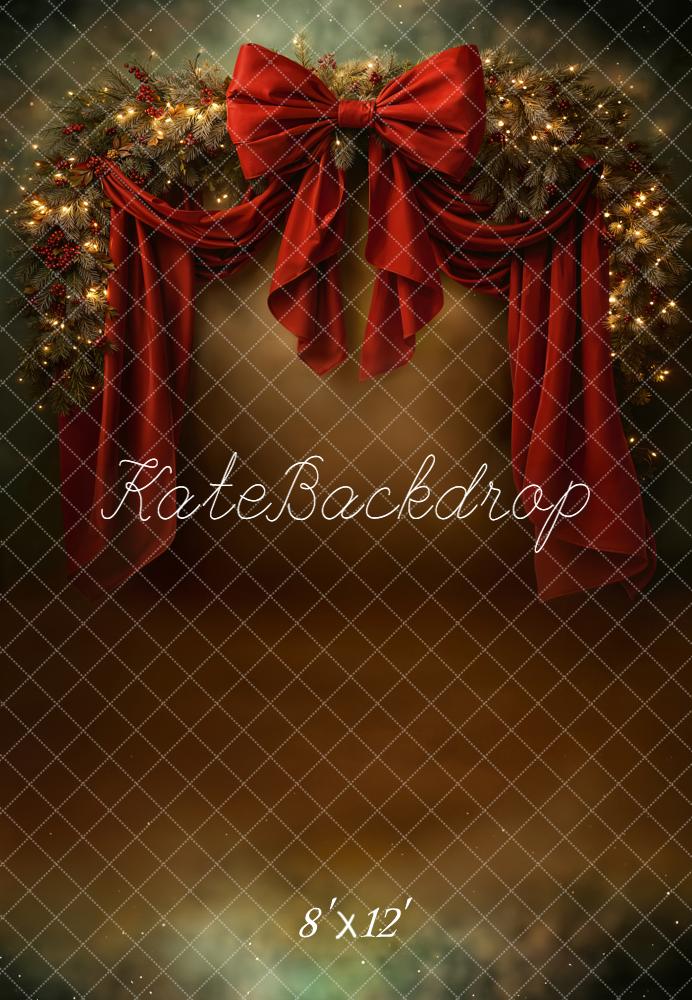 Kate Christmas Garland Red Bow Drapes Backdrop Designed by Chain Photography - Image 6