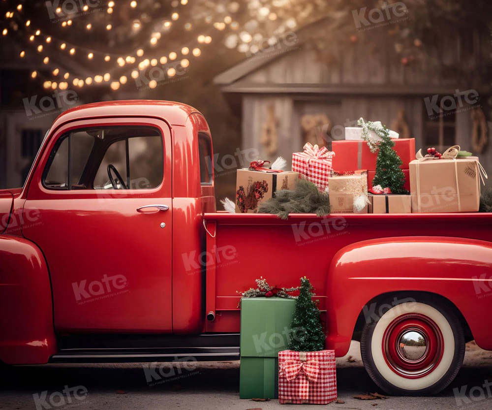 Kate Christmas Gift in Red Car Backdrop for Photography - Image 12