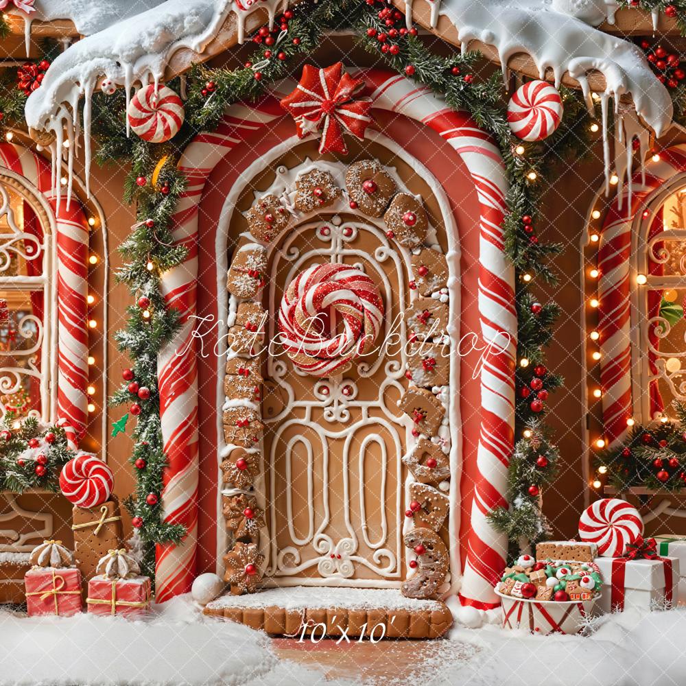Kate Christmas Gingerbread House Candy Cane Lollipops Backdrop Designed by Emetselch - Image 7