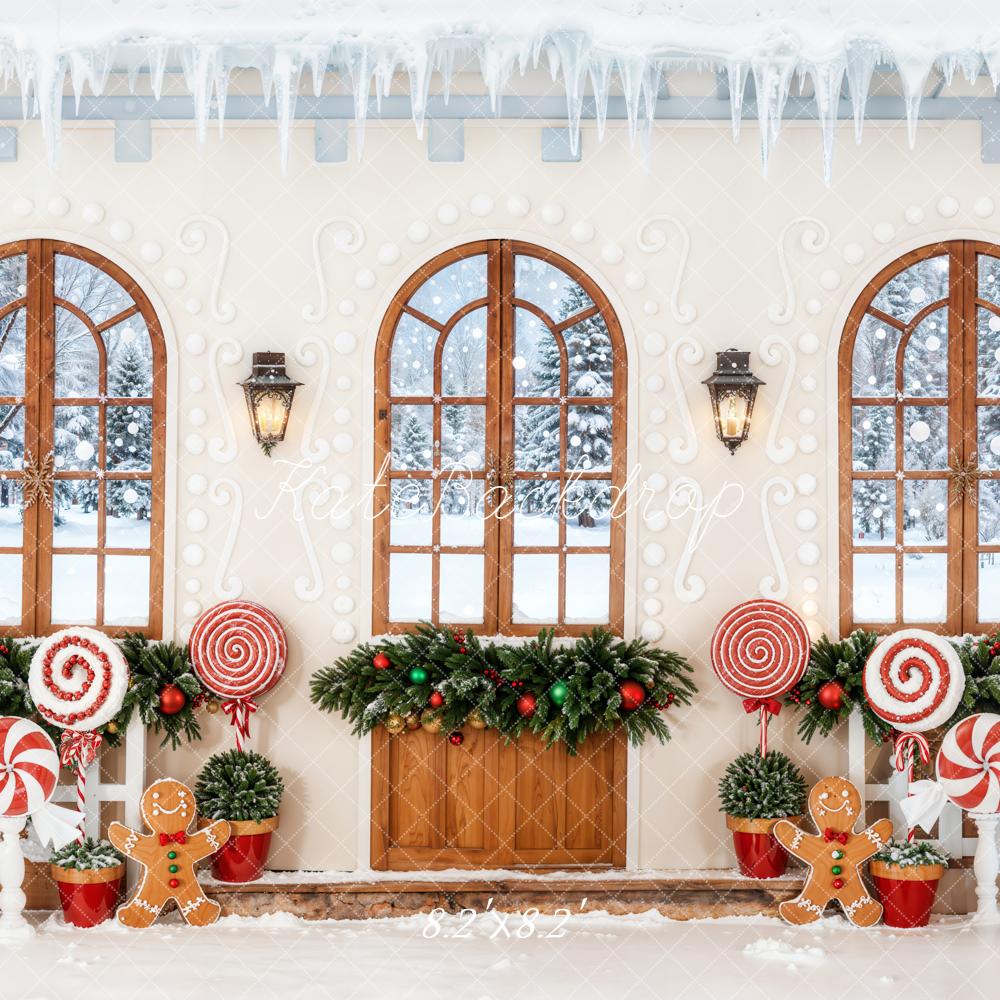 Kate Christmas Gingerbread Windows Candy Canes Backdrop Designed by Emetselch - Image 5