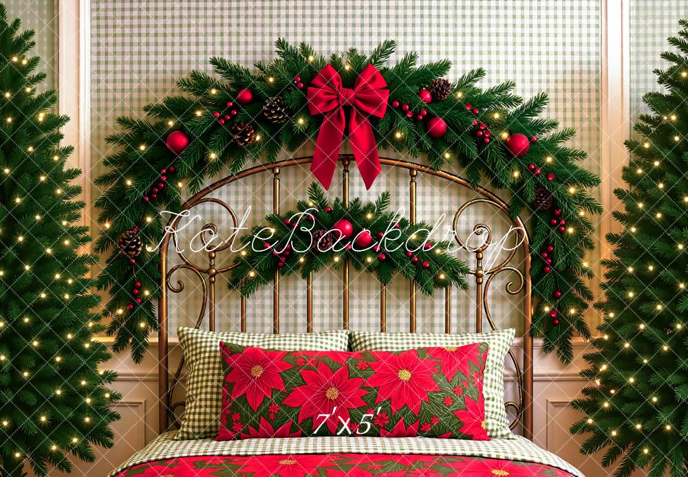 Kate Christmas Headboard Poinsettia Pillow Backdrop Designed by Mini MakeBelieve