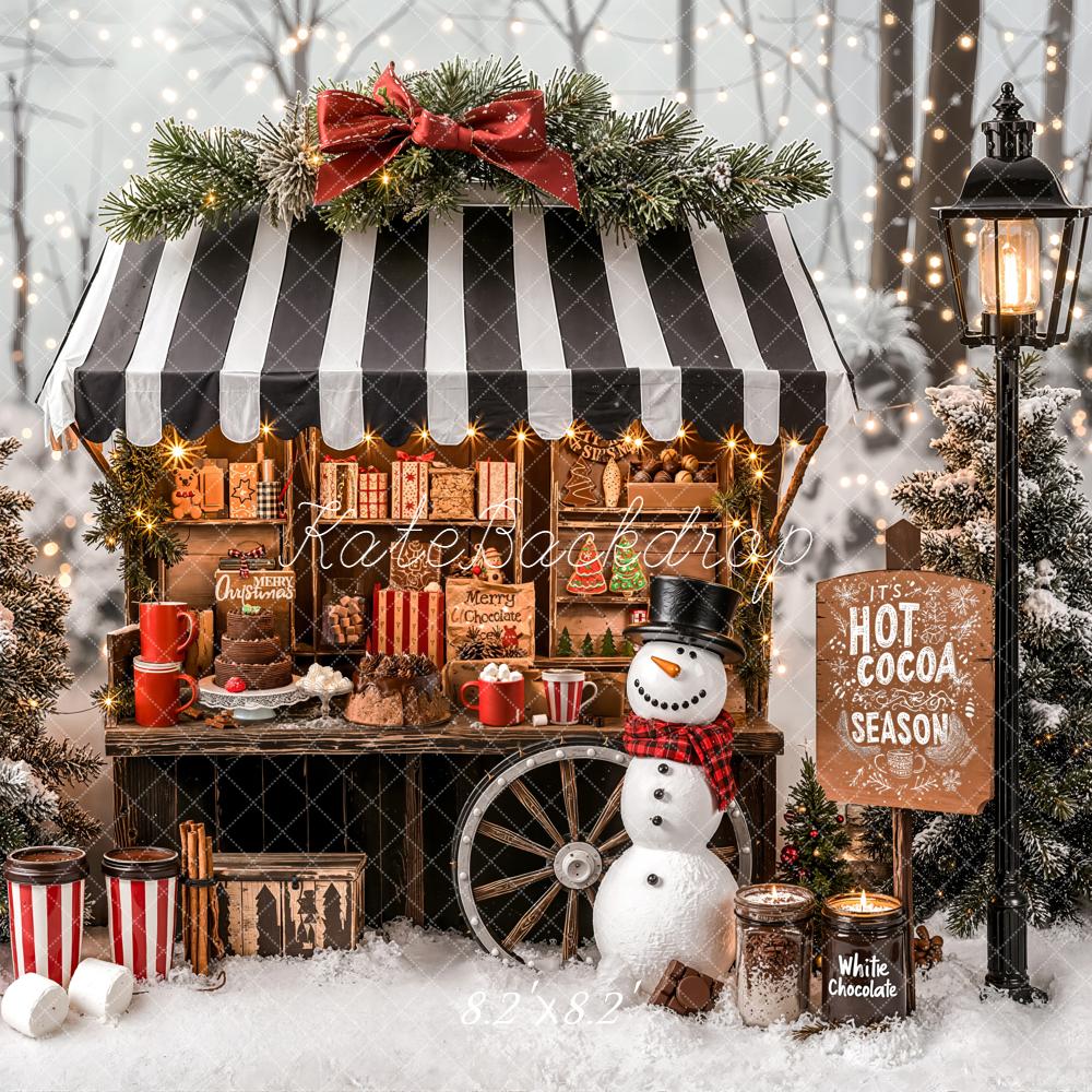 Kate Christmas Hot Cocoa Snow Snowman Backdrop Designed by Emetselch - Image 6
