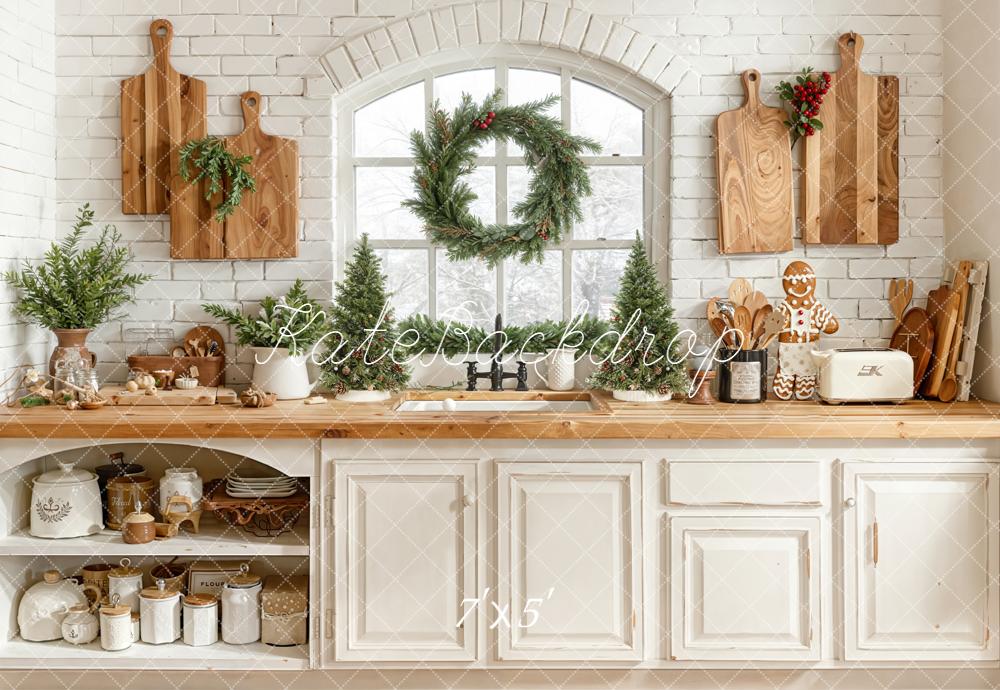 Kate Christmas Kitchen Boards Greenery Backdrop Designed by Emetselch