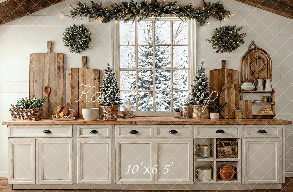 Kate Christmas Kitchen Window Garland Backdrop Designed by Emetselch - Image 4