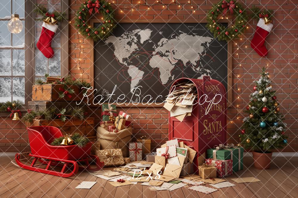 Kate Christmas Letters To Santa Sleigh Map Backdrop Designed by Emetselch - Image 8