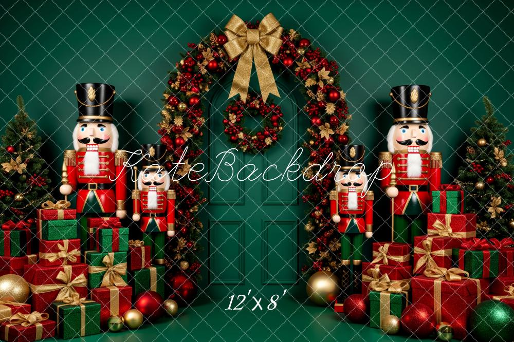 Kate Christmas Nutcracker Gifts Wreath Green Backdrop Designed by Patty Robert - Image 8