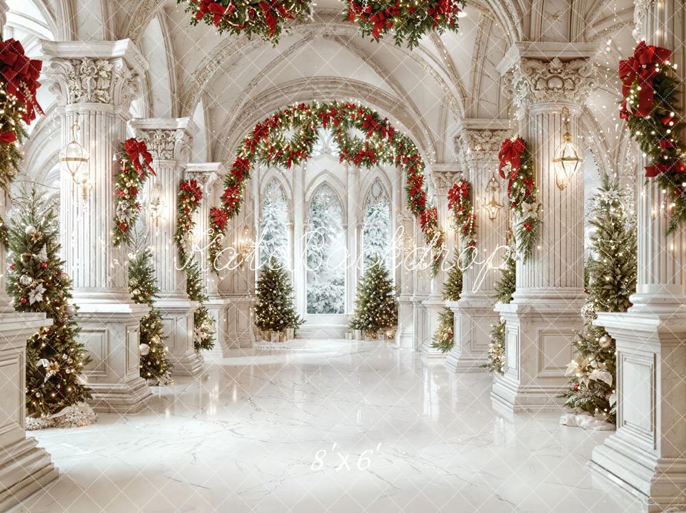 Kate Christmas Palace Arch Garland Fleece Backdrop Designed by Emetselch