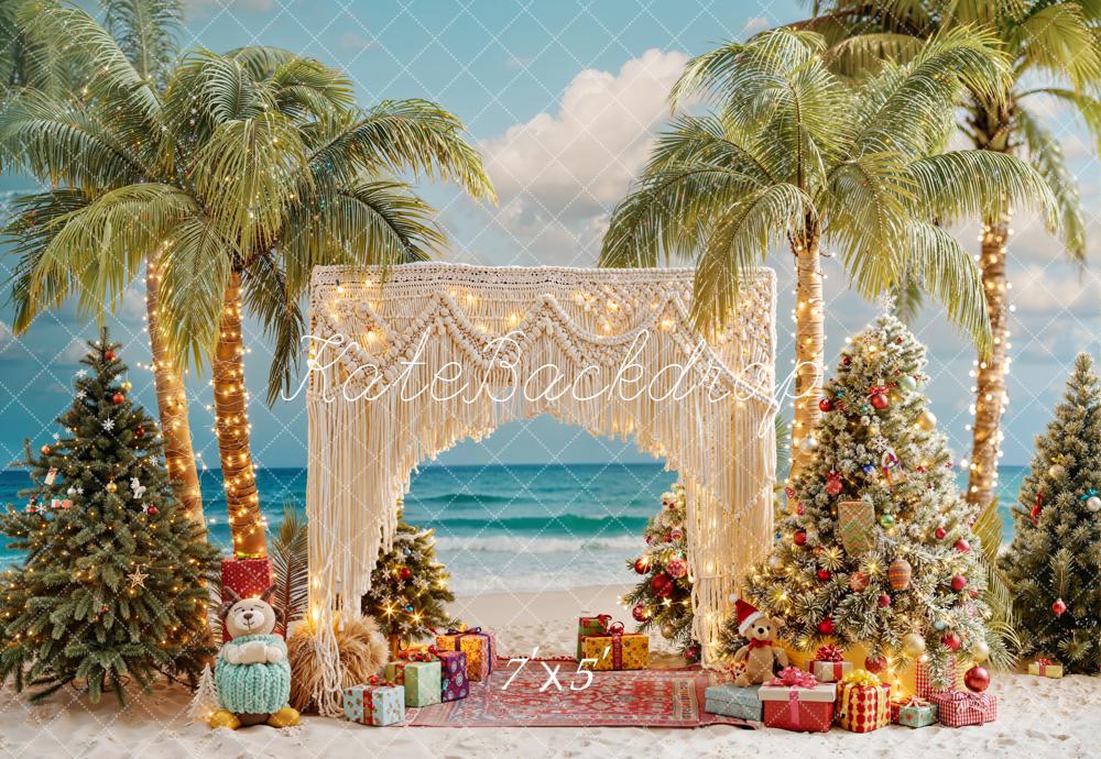 Kate Christmas Palm Trees Gift Boxes Backdrop Designed by Emetselch