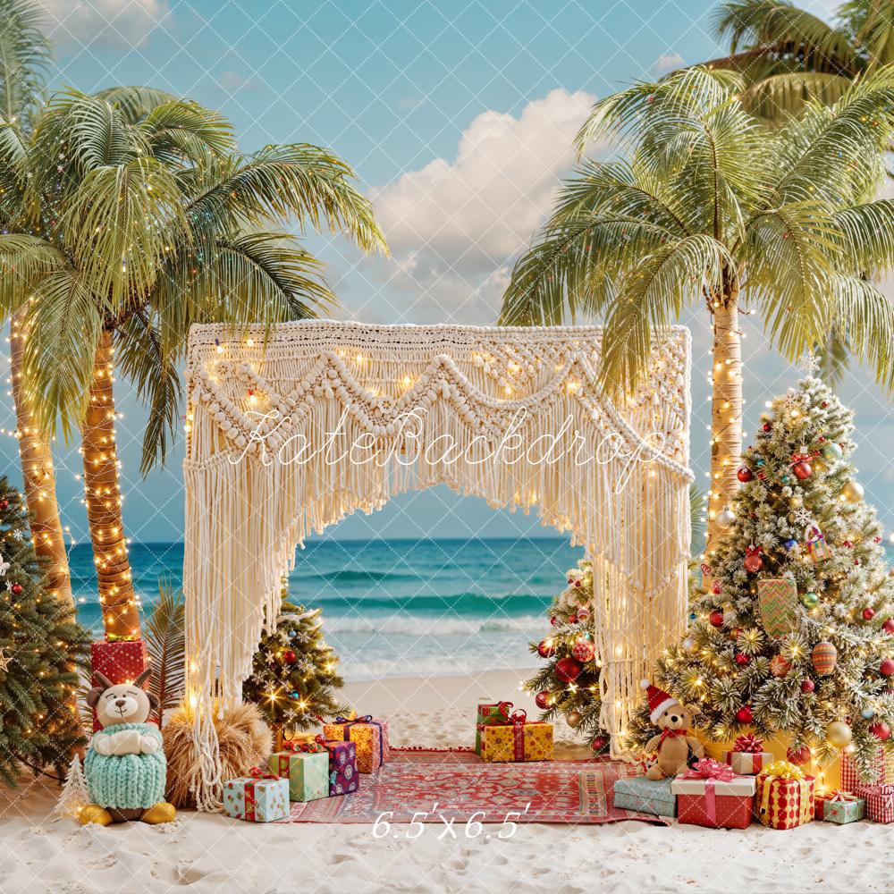 Kate Christmas Palm Trees Gift Boxes Backdrop Designed by Emetselch - Image 2