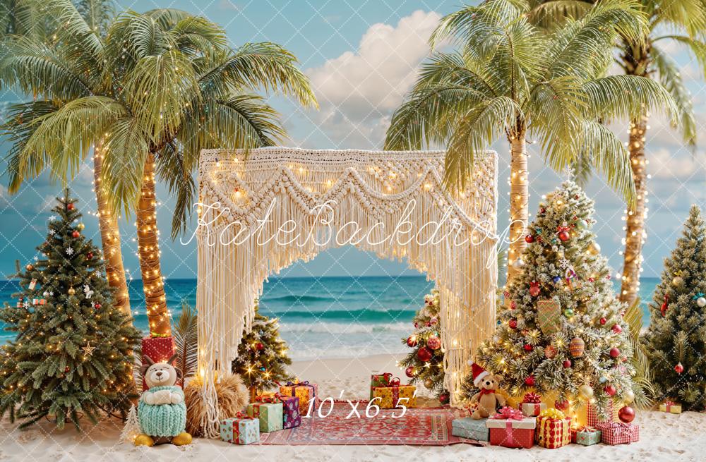 Kate Christmas Palm Trees Gift Boxes Backdrop Designed by Emetselch - Image 4