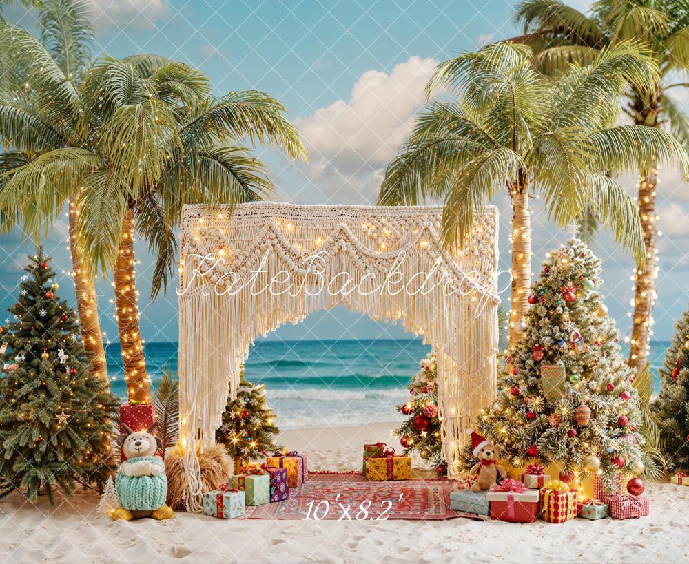 Kate Christmas Palm Trees Gift Boxes Backdrop Designed by Emetselch - Image 6