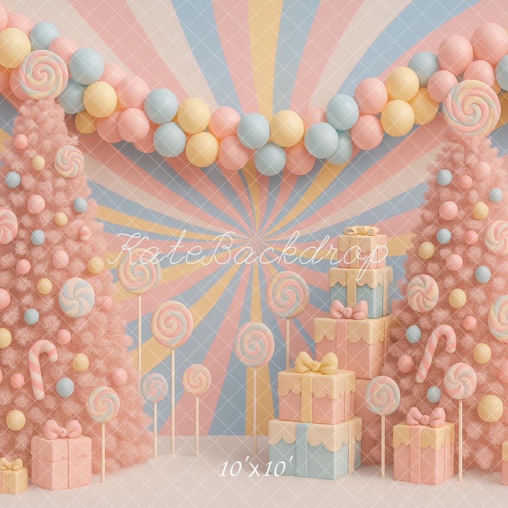 Kate Christmas Pastel Candy Trees Presents Backdrop Designed by Ashley Paul - Image 7