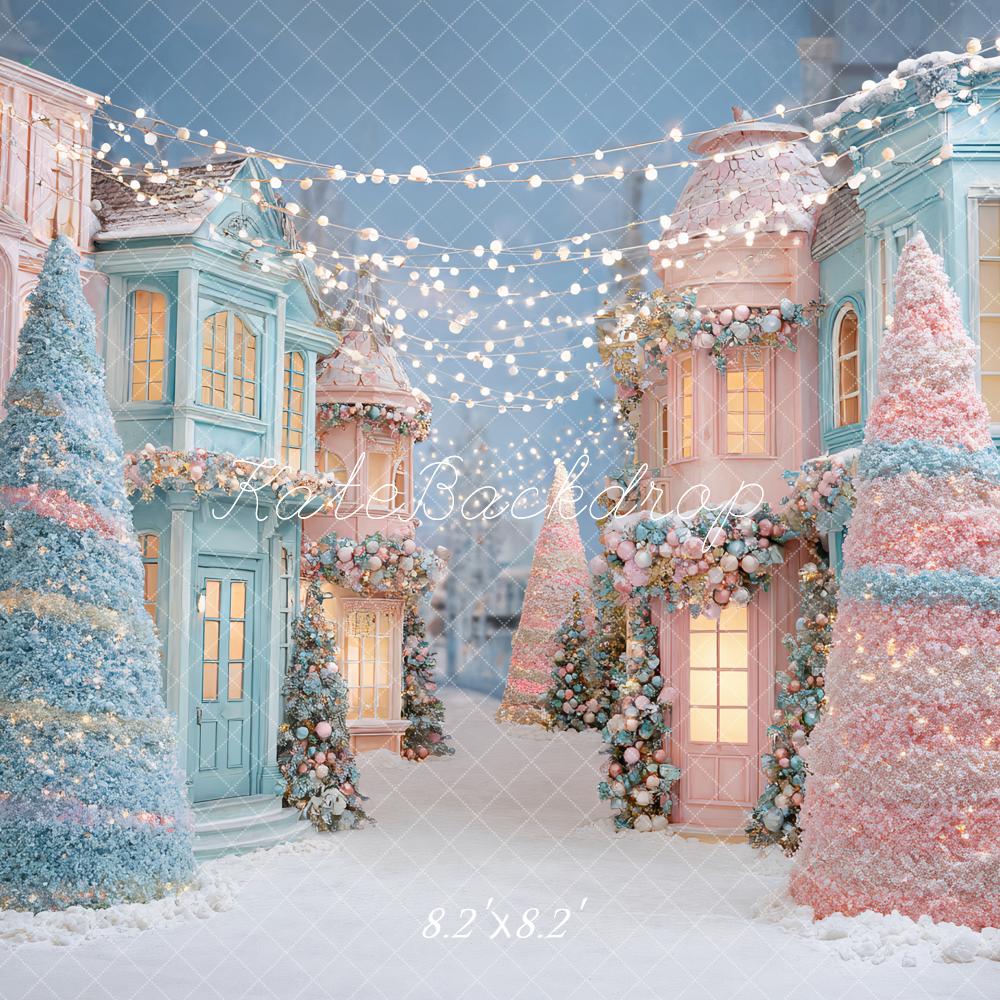 Kate Christmas Pastel Village Trees Backdrop Designed by Ashley Paul - Image 5