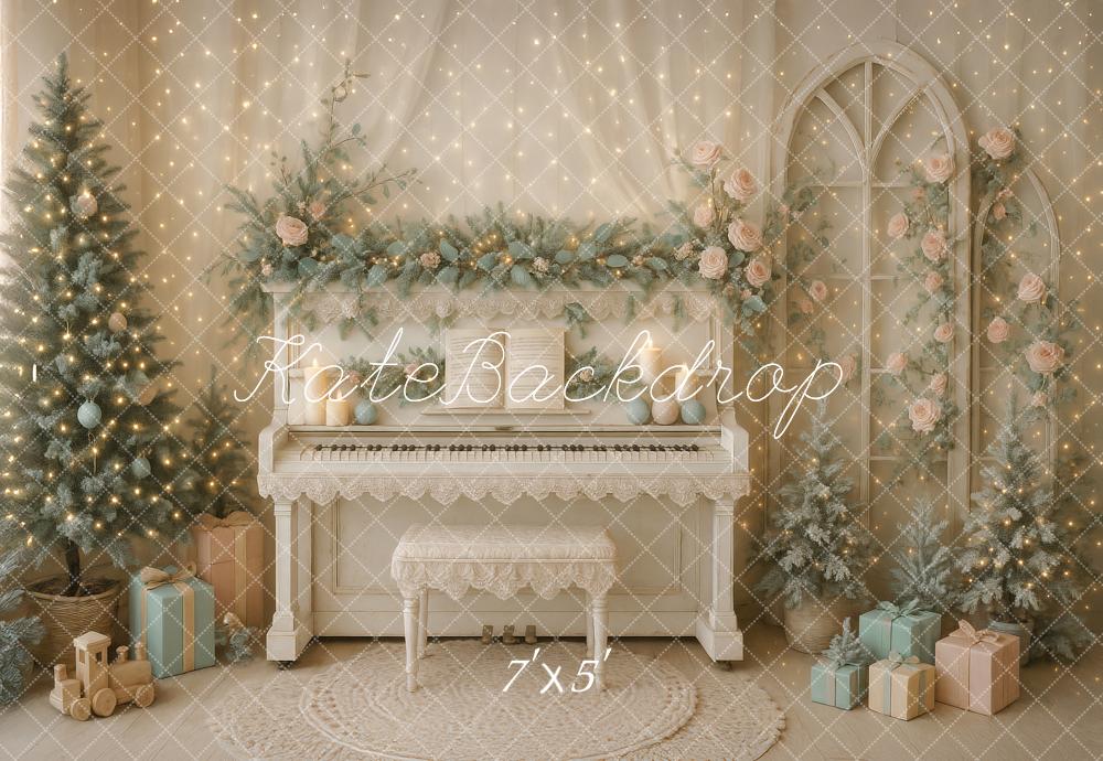 Kate Christmas Piano Roses Tree Gifts Backdrop Designed by Ashley Paul