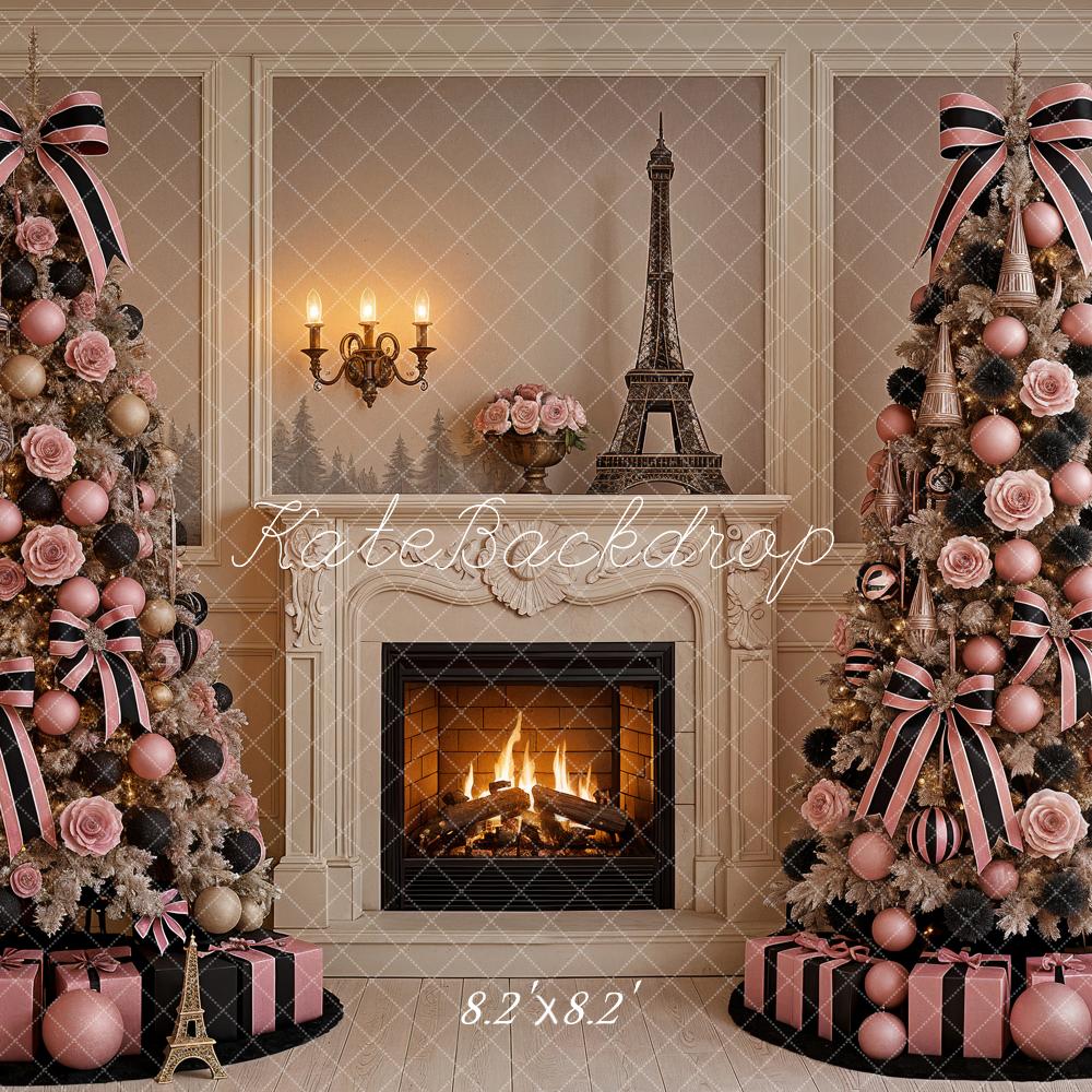 Kate Christmas Trees Fireplace Parisian Decor Backdrop Designed by Ashley Paul - Image 5