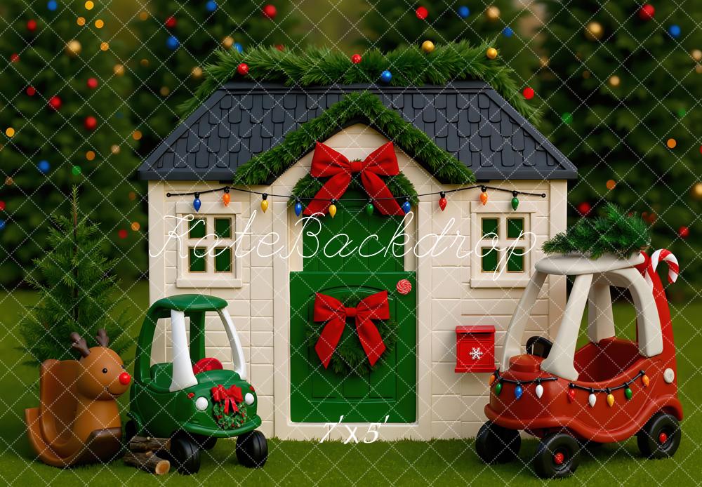 Kate Christmas Playhouse Toy Cars Garland Backdrop Designed by Mini MakeBelieve