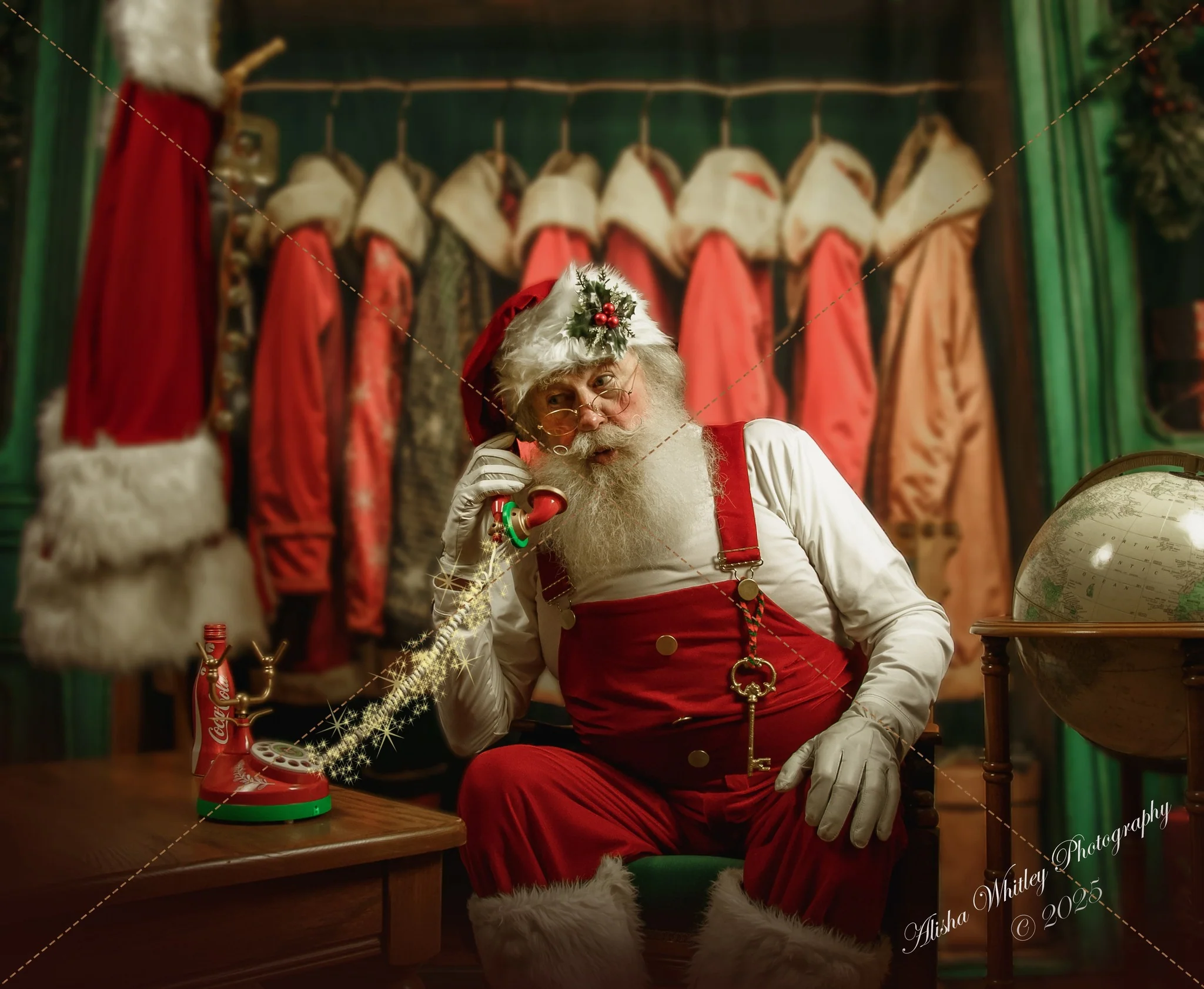Kate Christmas Santa Coats Blue Closet Backdrop Designed by Emetselch