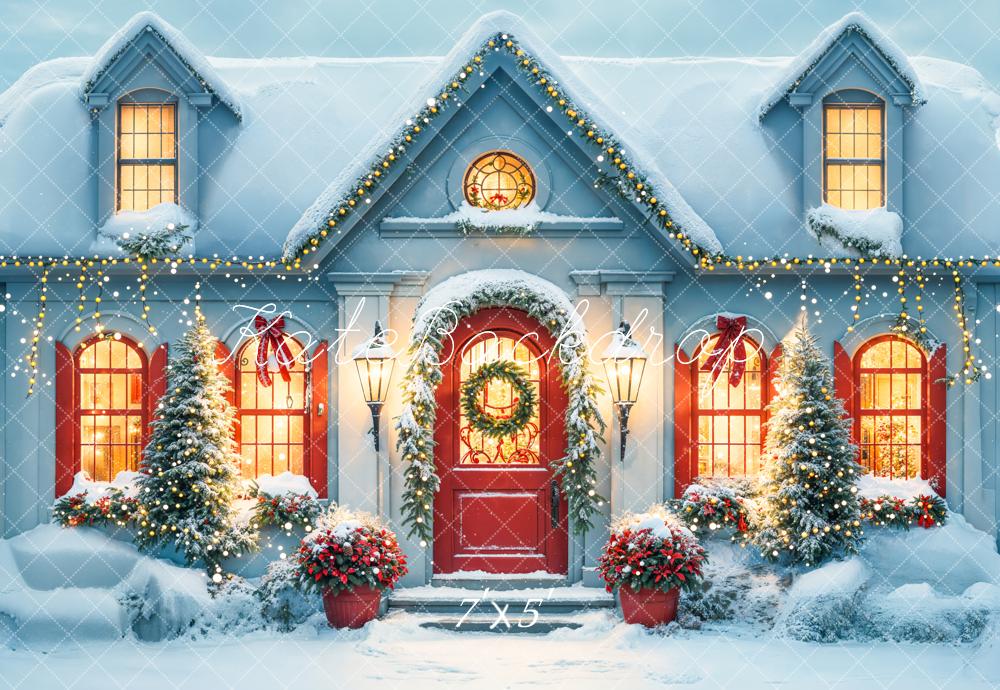 Kate Christmas Snow White House Evening Backdrop Designed by Emetselch