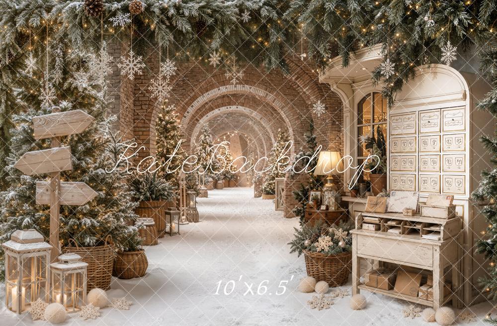 Kate Christmas Snowy Archway Trees Vintage Desk Backdrop Designed by Emetselch - Image 4