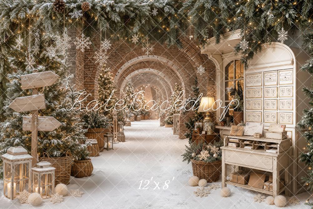 Kate Christmas Snowy Archway Trees Vintage Desk Backdrop Designed by Emetselch - Image 8
