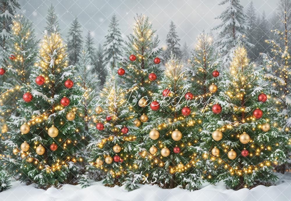 Kate Christmas Snowy Trees Forest Backdrop Designed by Emetselch