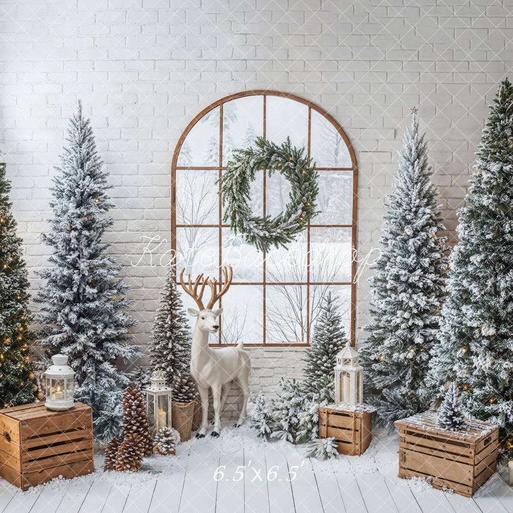 Kate Christmas Trees Window Reindeer Backdrop Designed by Emetselch - Image 2