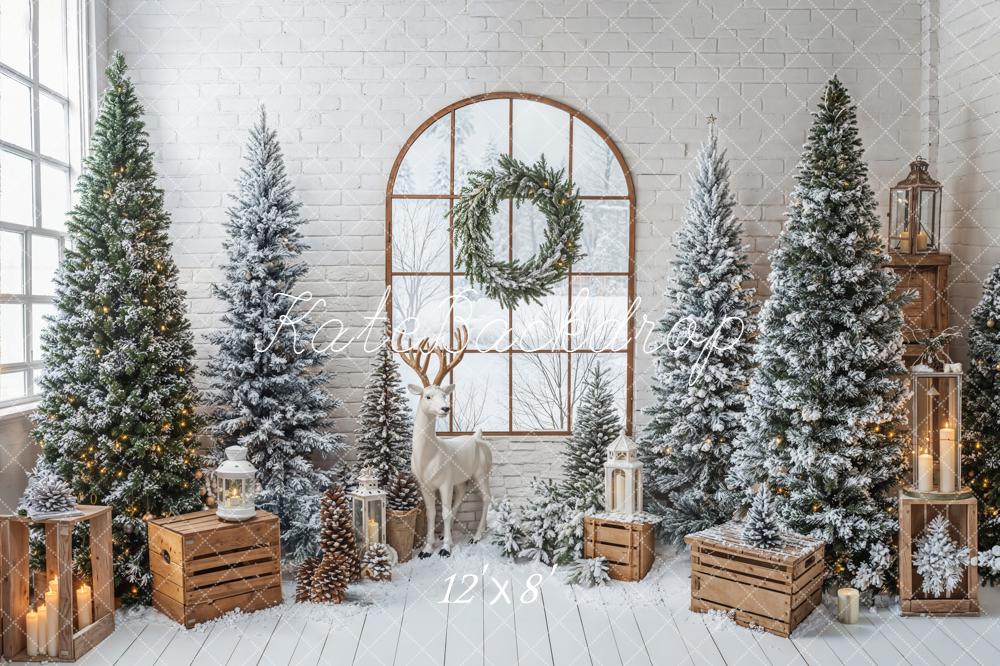 Kate Christmas Trees Window Reindeer Backdrop Designed by Emetselch - Image 8