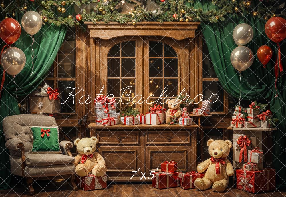 Kate Christmas Teddy Bear Balloon Gift Cabinet Backdrop Designed by Emetselch