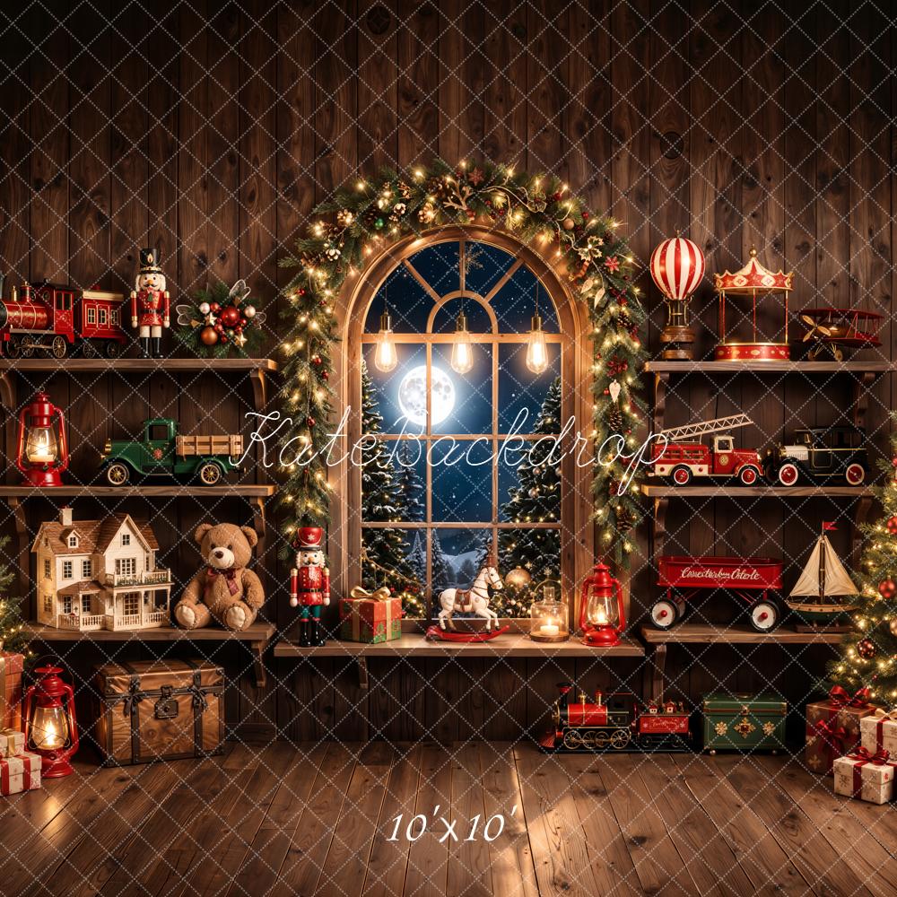 Kate Christmas Toys Window Wooden Wall Backdrop Designed by Emetselch - Image 7