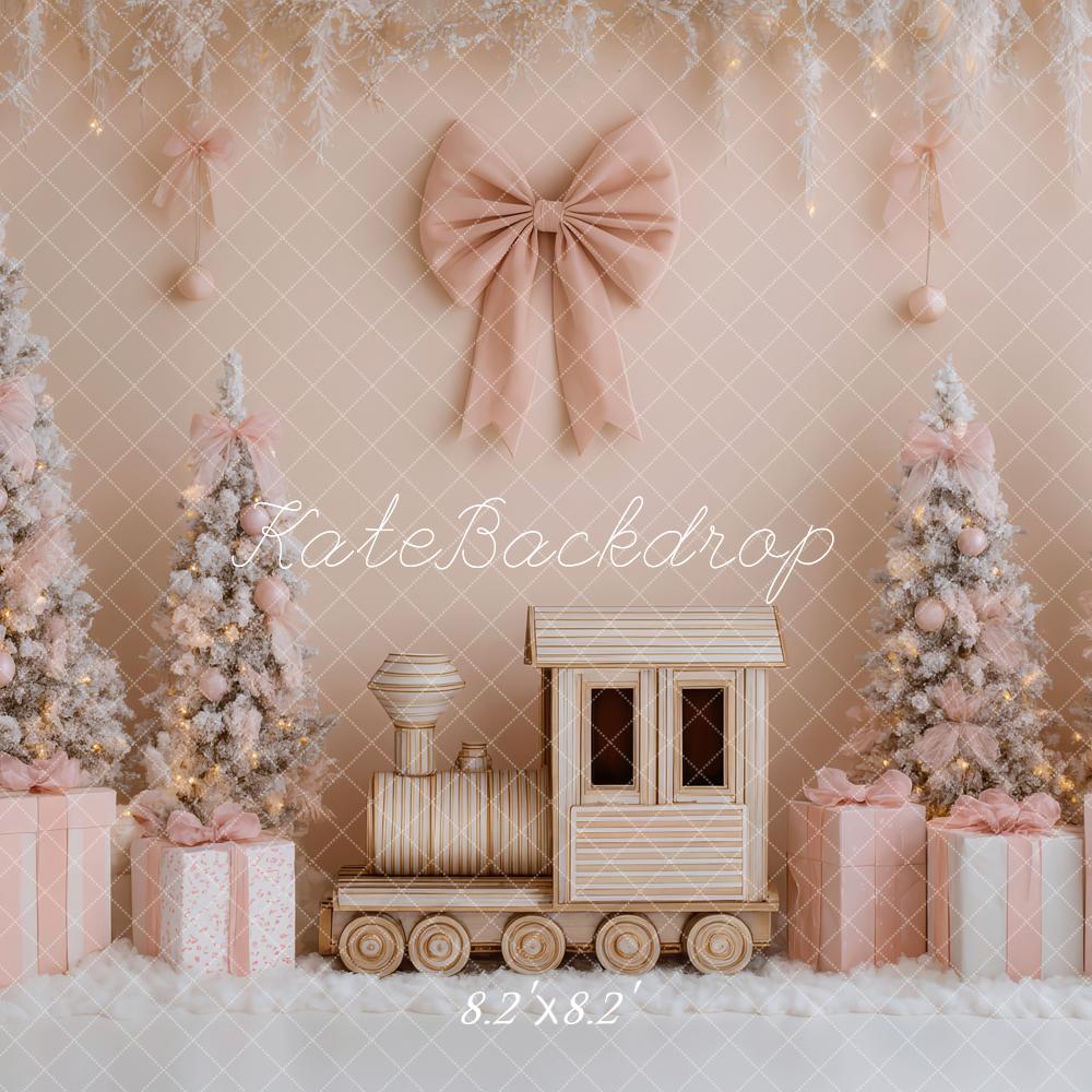 Kate Christmas Train Pink Trees Gifts Backdrop Designed by Patty Robert - Image 5