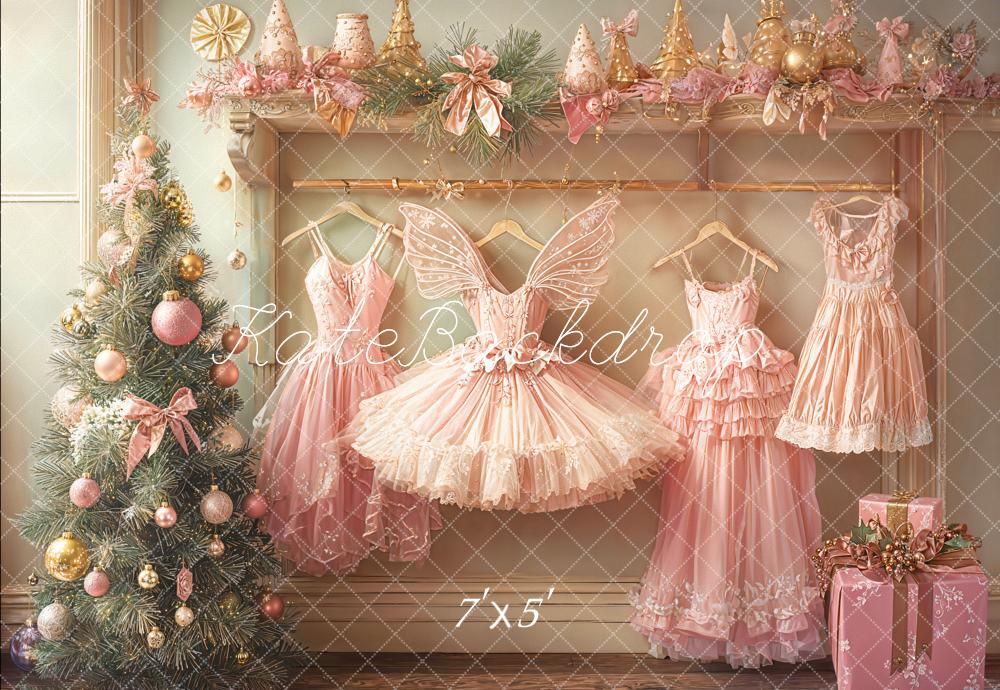 Kate Christmas Tree Fairy Dress Pink Backdrop Designed by Emetselch