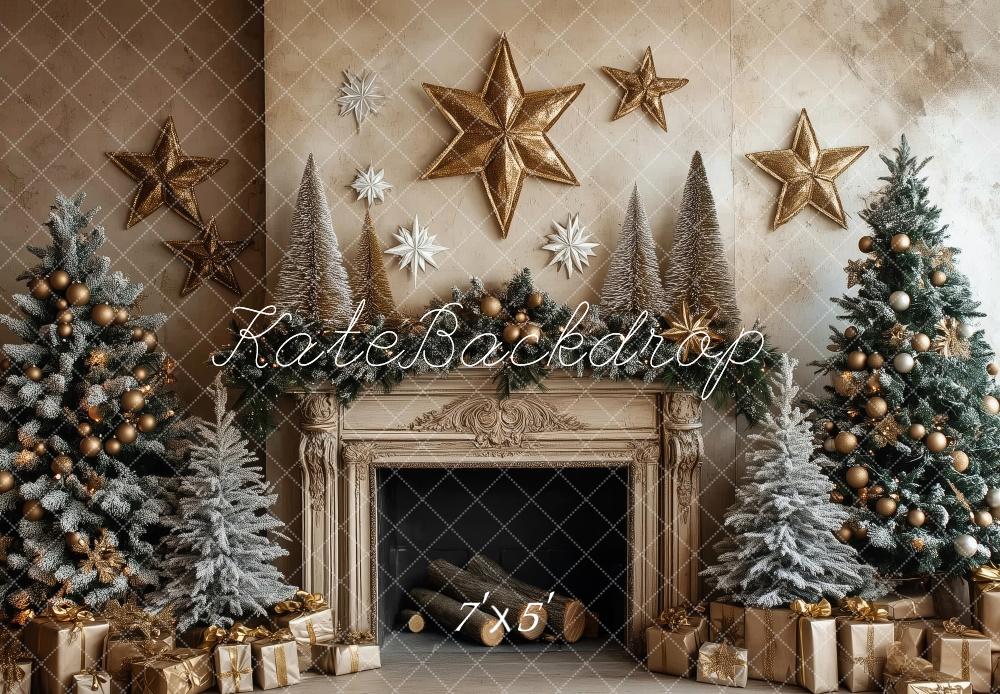 Kate Christmas Tree Fireplace Stars Backdrop Designed by Patty Robert