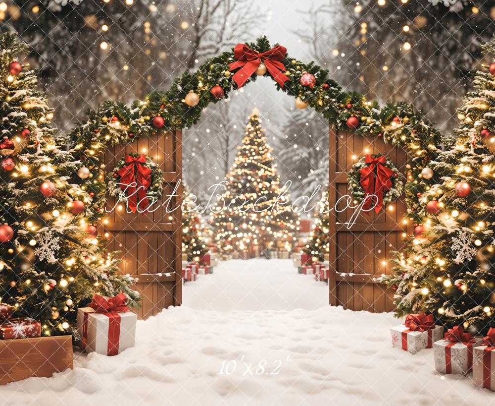 Kate Christmas Tree Garland Gifts Snow Backdrop Designed by Emetselch - Image 5