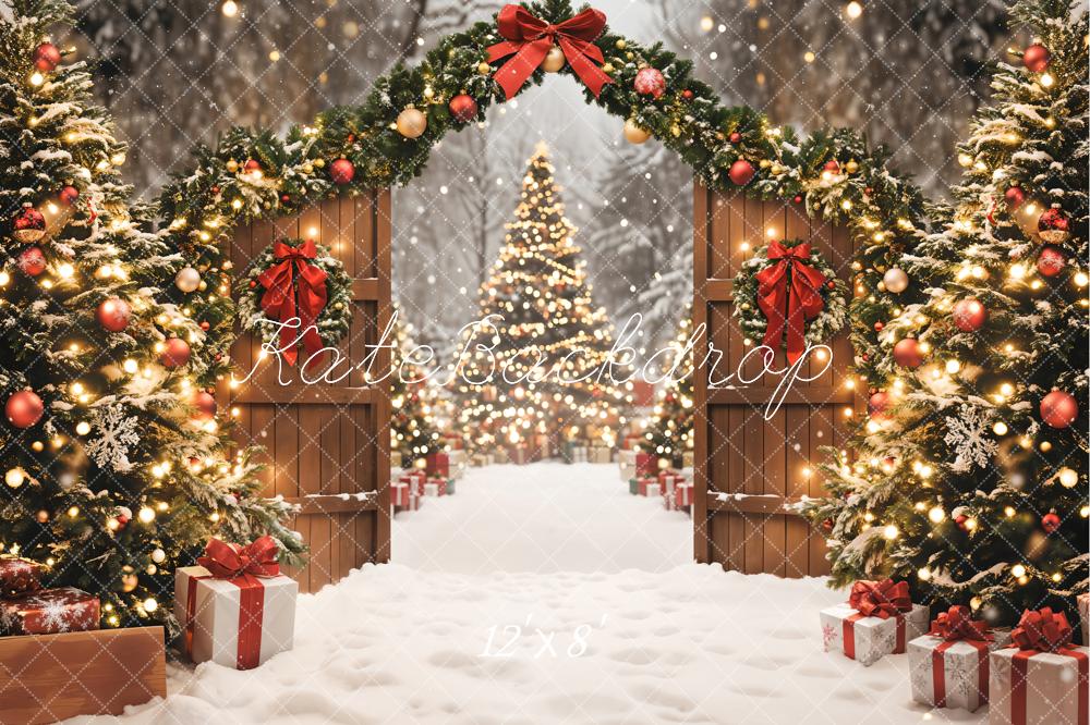 Kate Christmas Tree Garland Gifts Snow Backdrop Designed by Emetselch - Image 7