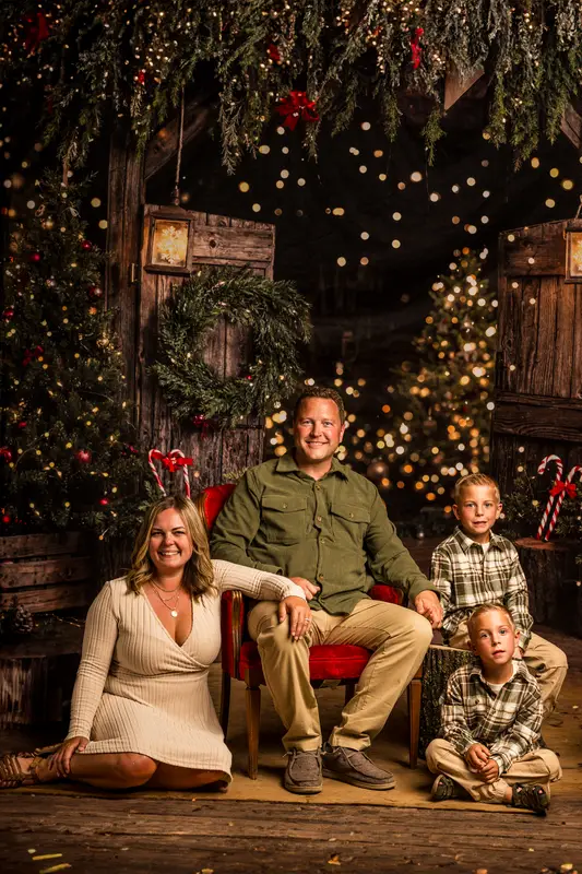 Kate Christmas Tree Rustic Barn Door Wooden Backdrop Designed by Emetselch