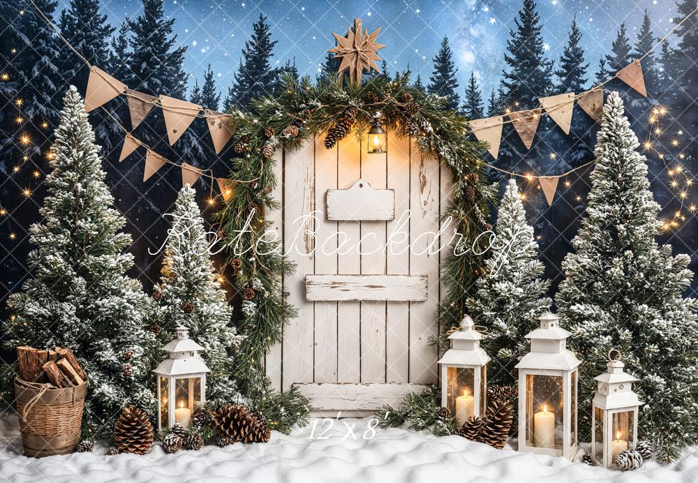 Kate Christmas Tree White Wood Door Backdrop Designed by Emetselch - Image 8