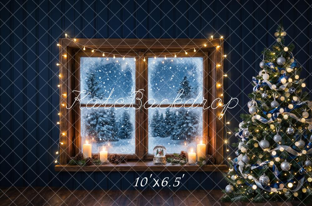 Kate Christmas Tree Window Candles Snowy Night Backdrop Designed by Happy Squirrel Design - Image 4