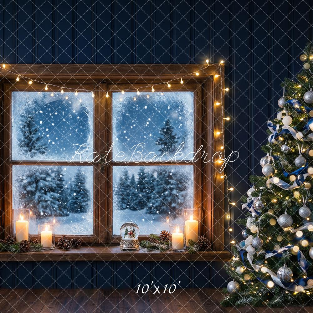 Kate Christmas Tree Window Candles Snowy Night Backdrop Designed by Happy Squirrel Design - Image 7