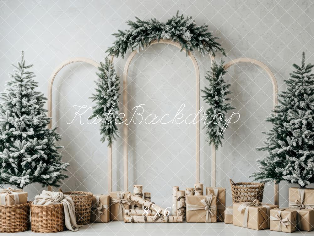 Kate Christmas Trees Arch Gifts Fleece Backdrop Designed by Patty Robert
