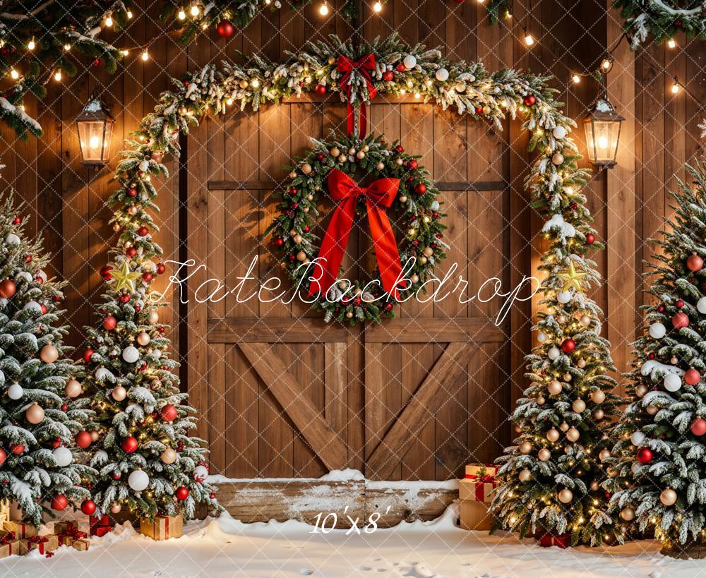 Kate Christmas Trees Arch Wreath Wood Door Backdrop Designed by Emetselch - Image 6