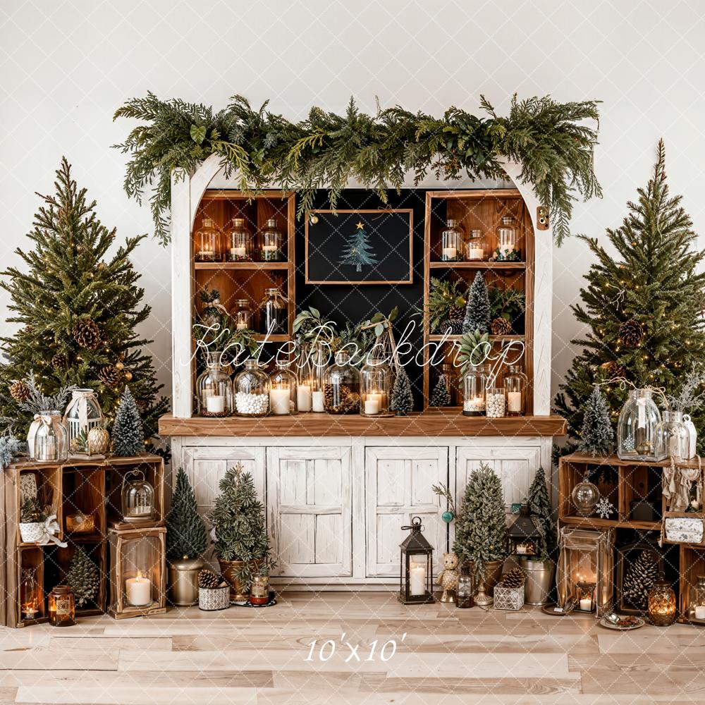 Kate Christmas Trees Lanterns Wooden Cabinet Backdrop Designed by Emetselch - Image 7