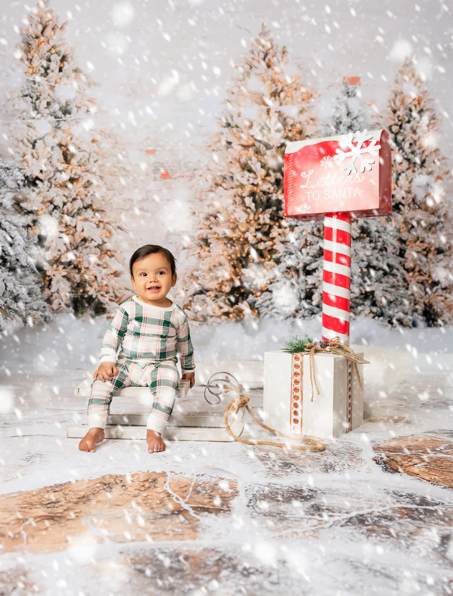 Kate Christmas Trees Snowy Garden Wall Backdrop for Photography - Image 7