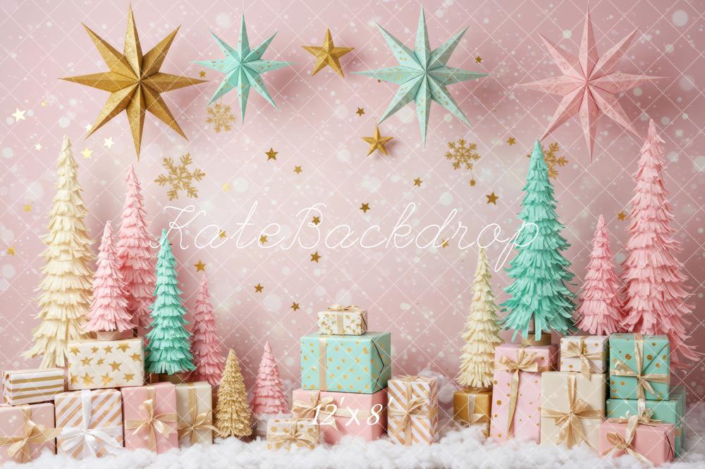 Kate Christmas Trees Stars Presents Fleece Backdrop Designed by Patty Robert - Image 4