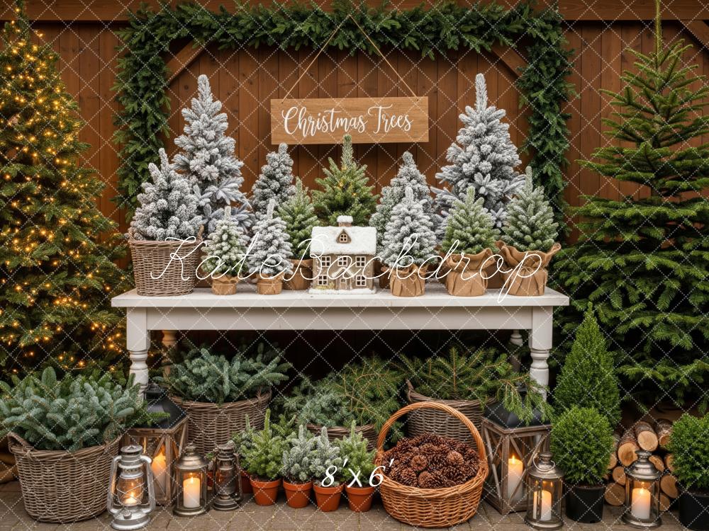 Kate Christmas Trees Table Garland Lanterns Fleece Backdrop Designed by Patty Robert