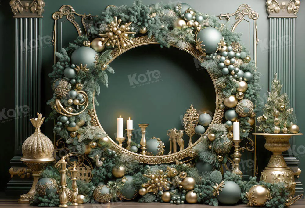 Kate Christmas Vintage Green Wall Wreath Backdrop Designed by Emetselch - Image 2
